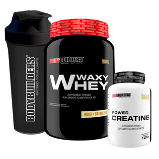 Kit Waxy Whey 900g + Power Creatina 100g + Coqueteleira 600ml - Bodybuilders Suplemento para Definição e Performance