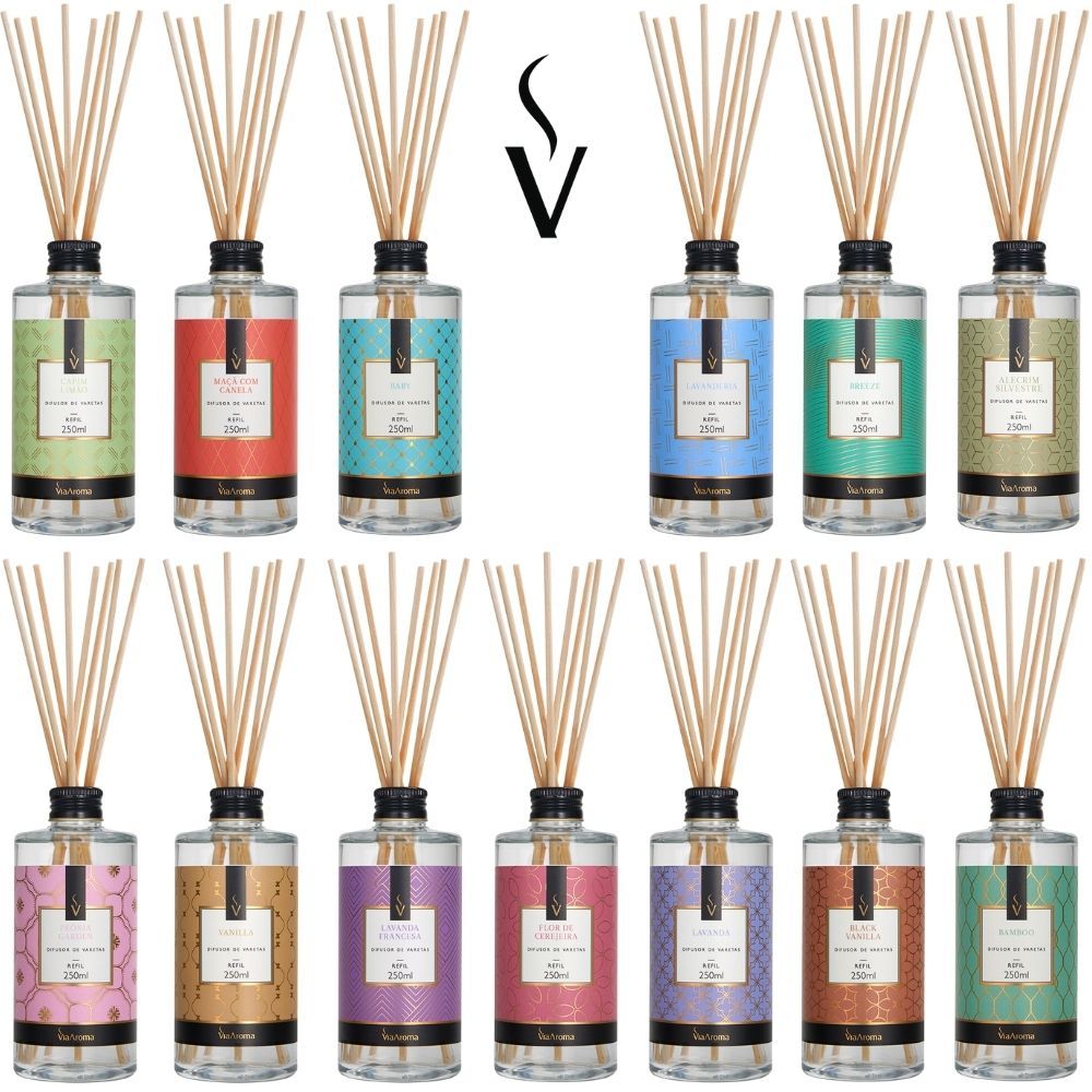 Refil para Difusor de Varetas para ambientes Via Aroma - 250ml - Home & Living
