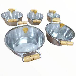 Jogo de Panelas Aluminio Batido Fundido Grosso 5 Peças Tampa de Vidro em Oferta na Shopee