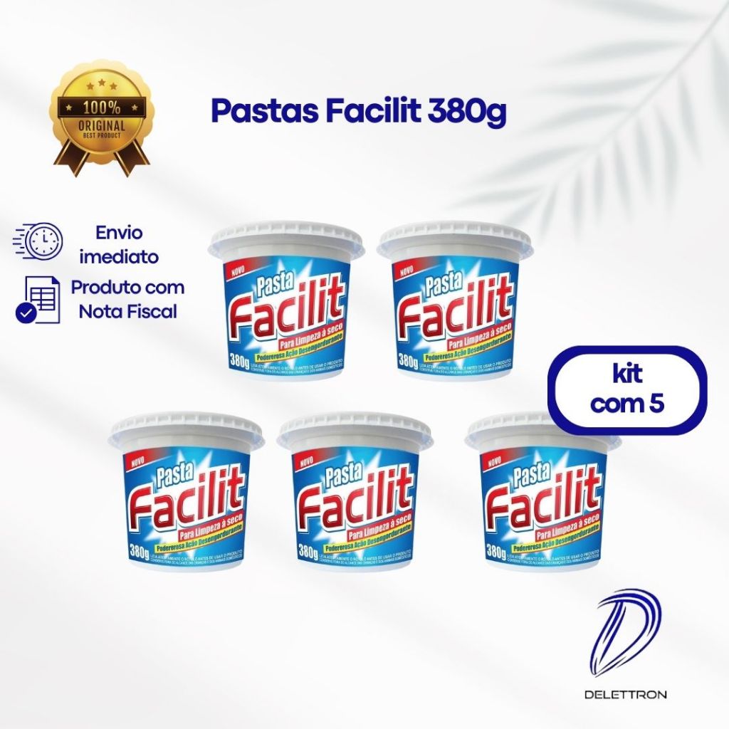 kit com 5 Pastas Facilit 380g Limpeza Total