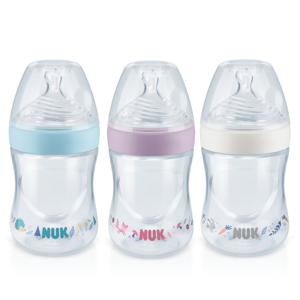 Mamadeira Essence Smart Flow Nuk RN150mL Oral Fit Bico Macio e Flexível Multiplos Furos Fase 1