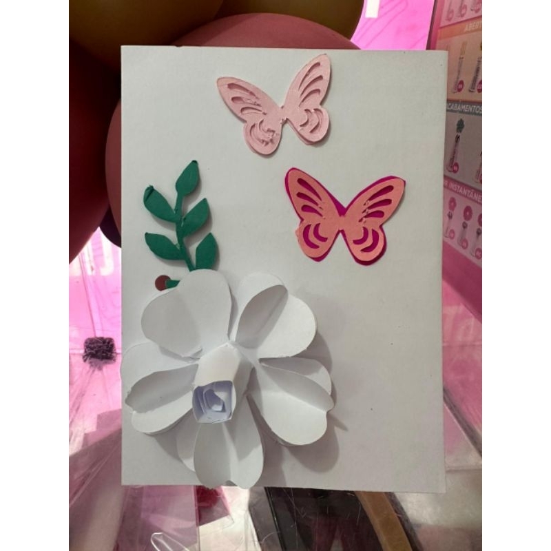 Aplique topo de bolo flor e borboletas