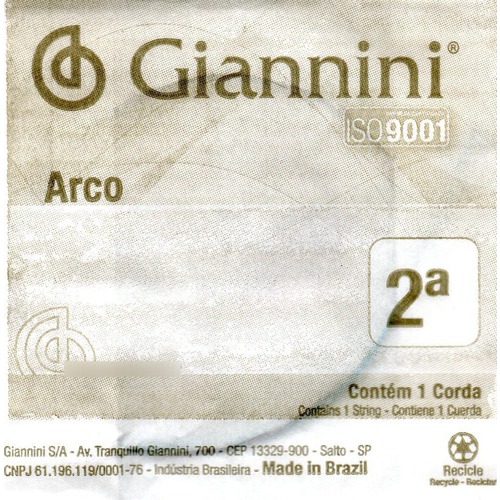 Corda Avulsa Violino 2ª Giannini Aço E Alumínio 4/4 em Oferta na Shopee