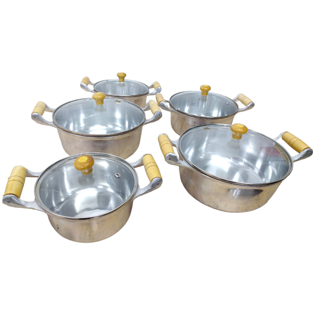 Jogo de Panela Aluminio Batido Conjunto de Cozinha com Tampa de Vidro em Oferta na Shopee