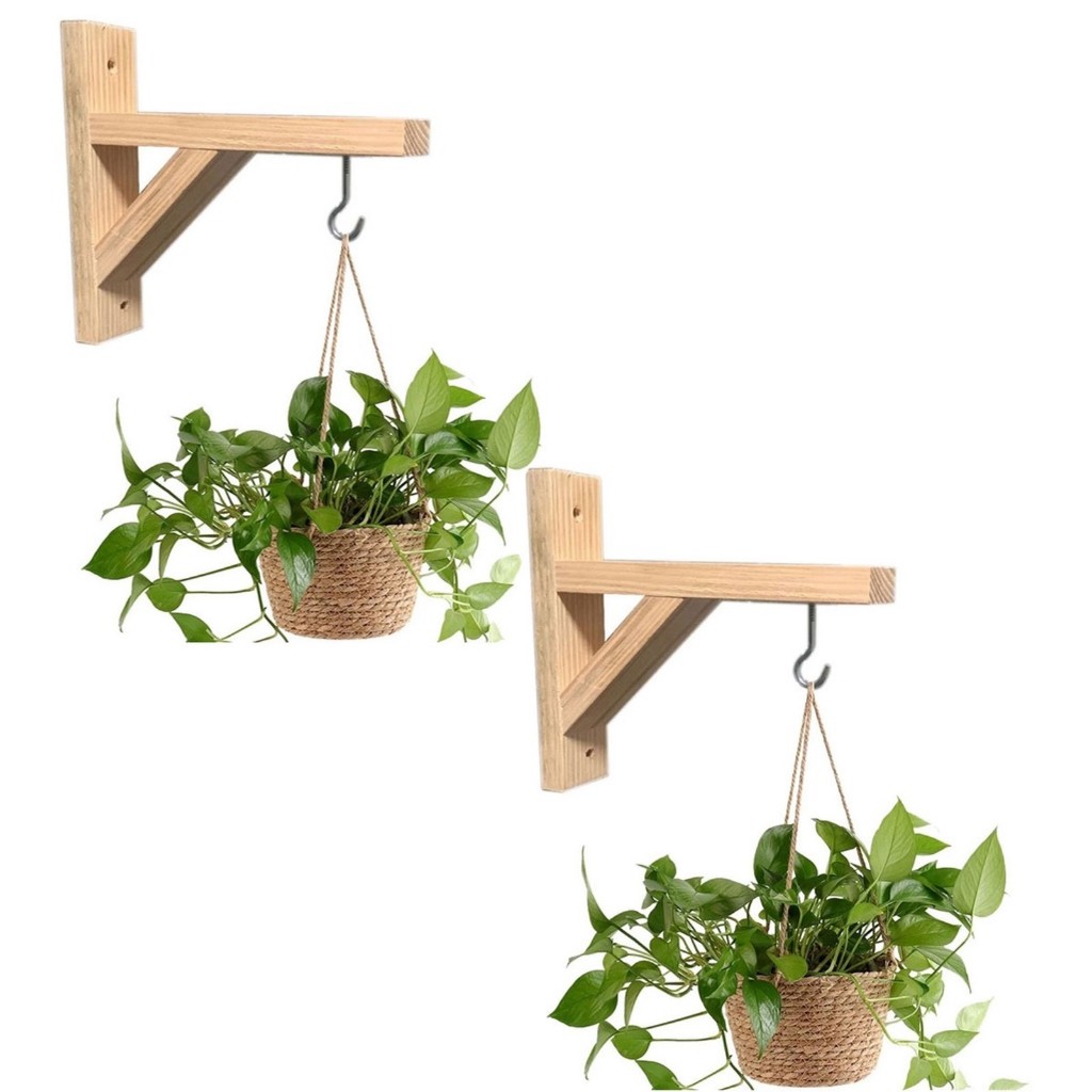 Suporte Para Pendurar Vaso De Plantas Mão Francesa Madeira Pinus Kit 2 Unidades