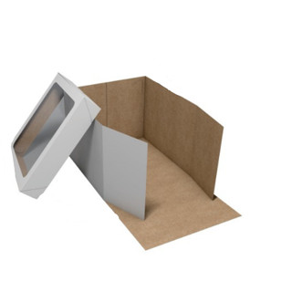 5 -Caixas Prática com Visor p/ Transporte de Bolos ou Tortas- Branco ou Kraft
