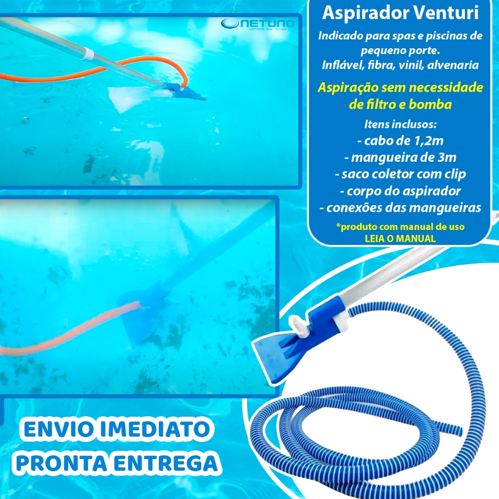 Aspirador De Piscina Spa Ofurô Com Cabo e Mangueira Limpeza Inflável Infantil Vácuo Venturi