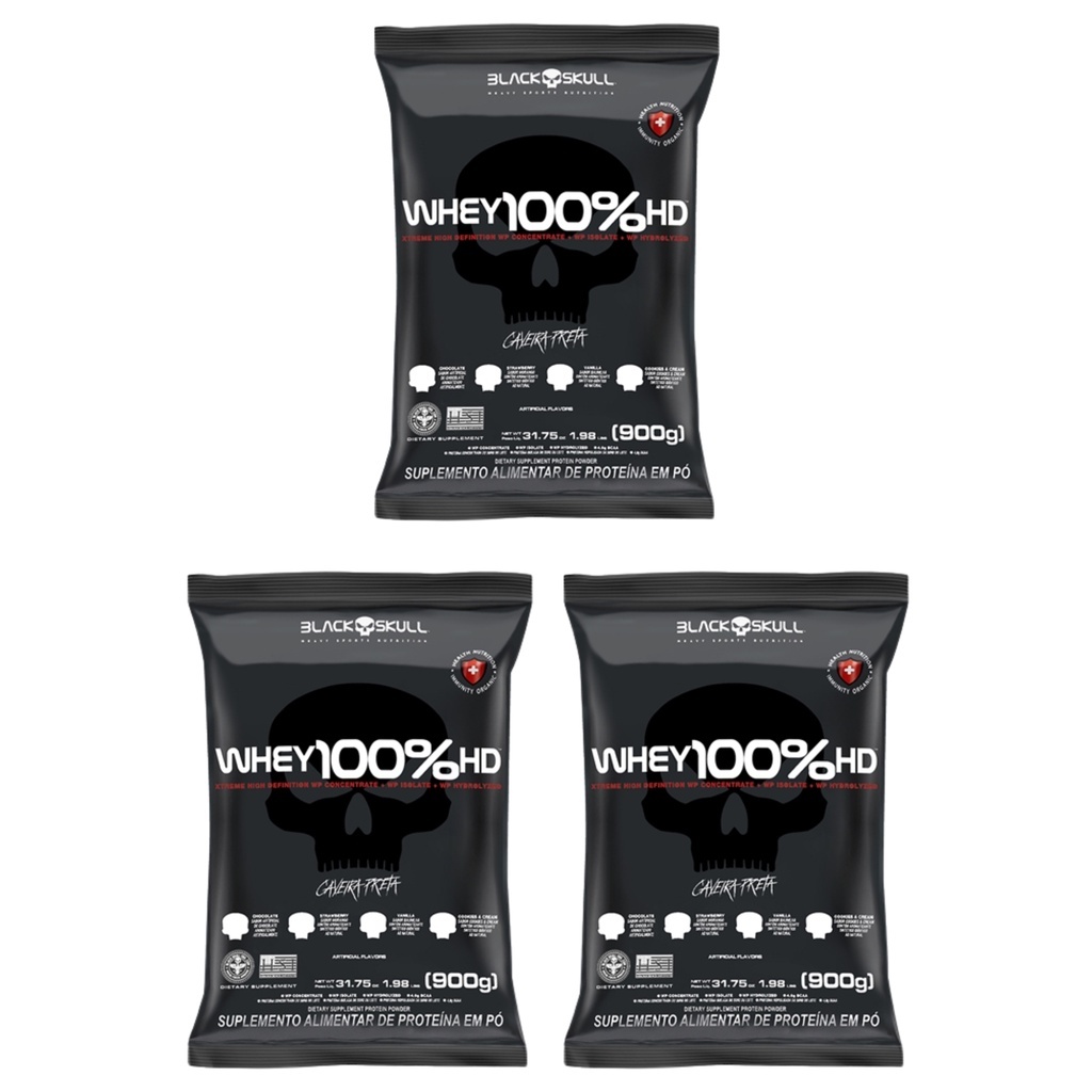 3X Whey Refil 100%HD 900g Blackskull - Health