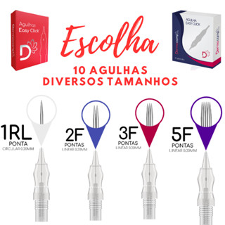 10 Agulha Easy Click C/ Mola Dermocamp 0,2mm 0,3mm