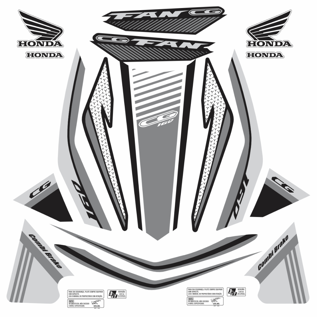 KIT - ADESIVO PARA MOTO - CG FAN 160 - CINZA - 2022 em Oferta na Shopee