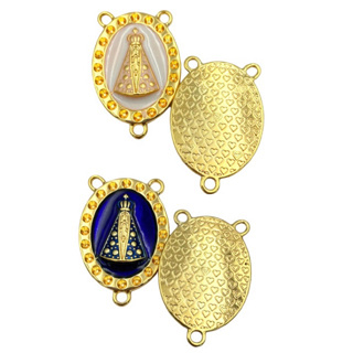 Pingente Entremeio Nsa Aparecida Dourado - 05 Unidades em Oferta na Shopee