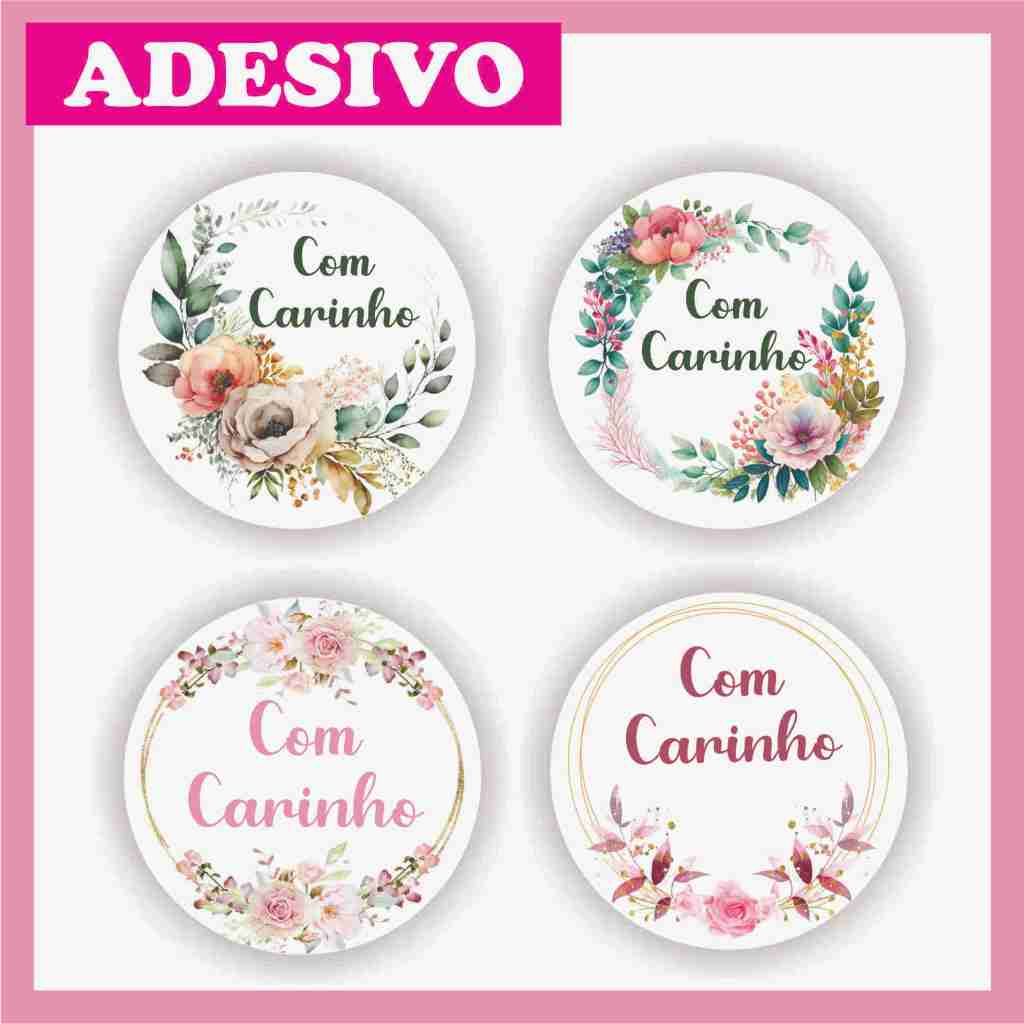 KIT CARTELA 120 ADESIVOS SELO COM CARINHO CLIENTE em Oferta na Shopee