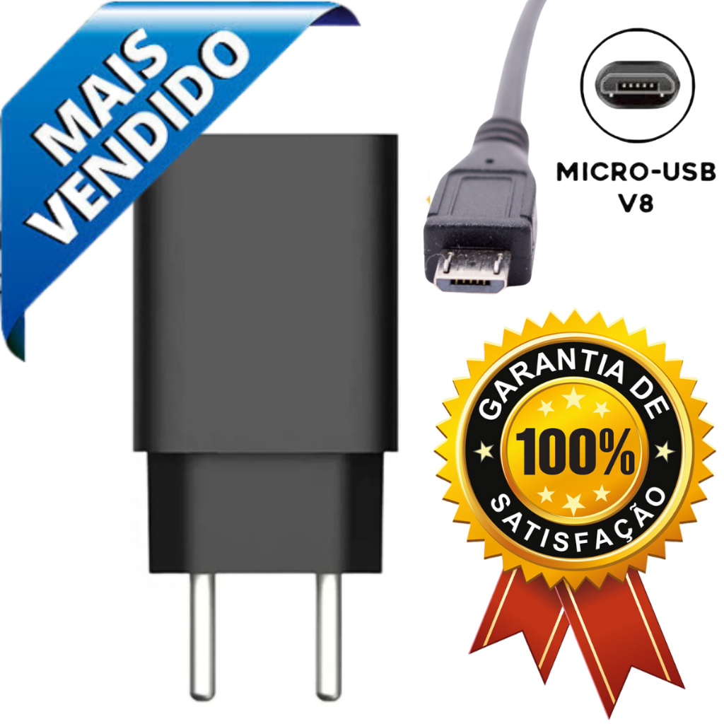 Carregador Turbo Para celular K4 K8 K9 K10 K11 K12 + Cabo Micro-USB V8