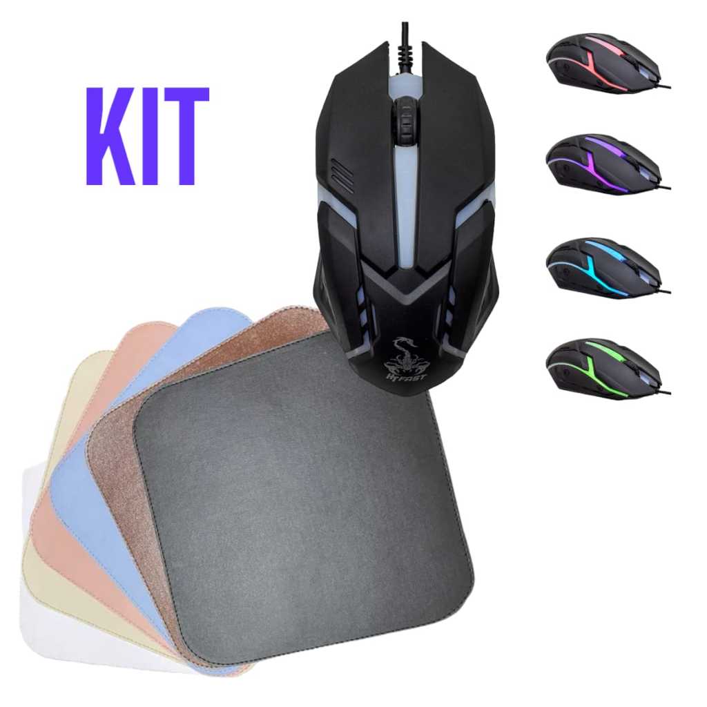 Mouse e mousepad Kit Mouse gamer led Mouse pad 20x20cm Mouse game usb Mause pad Mause game Mouse pas pads