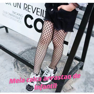Meia Calça Arrastão Infantil Festa Moda em Oferta na Shopee