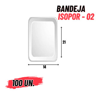 100 Un Bandeja Isopor 02 Rasa Branca Para Salgados, Saladas, Frutas, Verduras, Legumes, Carnes e outros alimentos em Geral, Bandeja Isopor para Mercados, Açougues, Padaria, hortifrutis