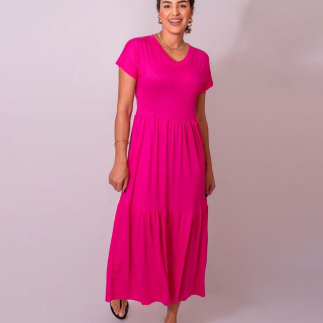 Vestido malha de manga moda evangélica vestido longo vestido gola v moda gestante vestido amamentação vestido três marias moda blogueira (209)