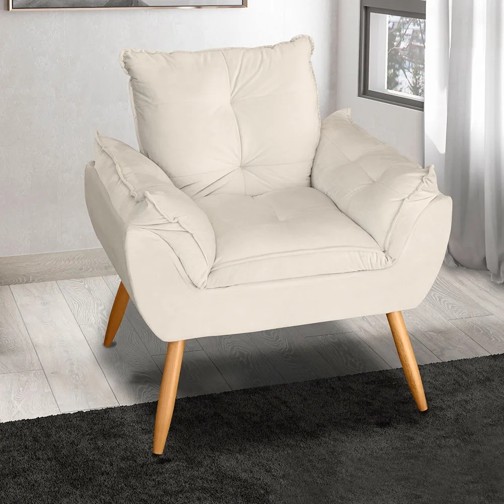 Poltrona Decorativa Ônix Pés Palito Para Sala de Estar e Recepção