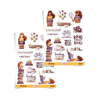 Livros e Leitura - Cartela de adesivos para bujo, caderno, planner, agenda, álbum, decoração, lembrancinha de festa infantil