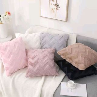 Capa Para Almofada Zig Zag Pelúcia Felpuda Decoração 40 x 40 cm Sem Enchimento