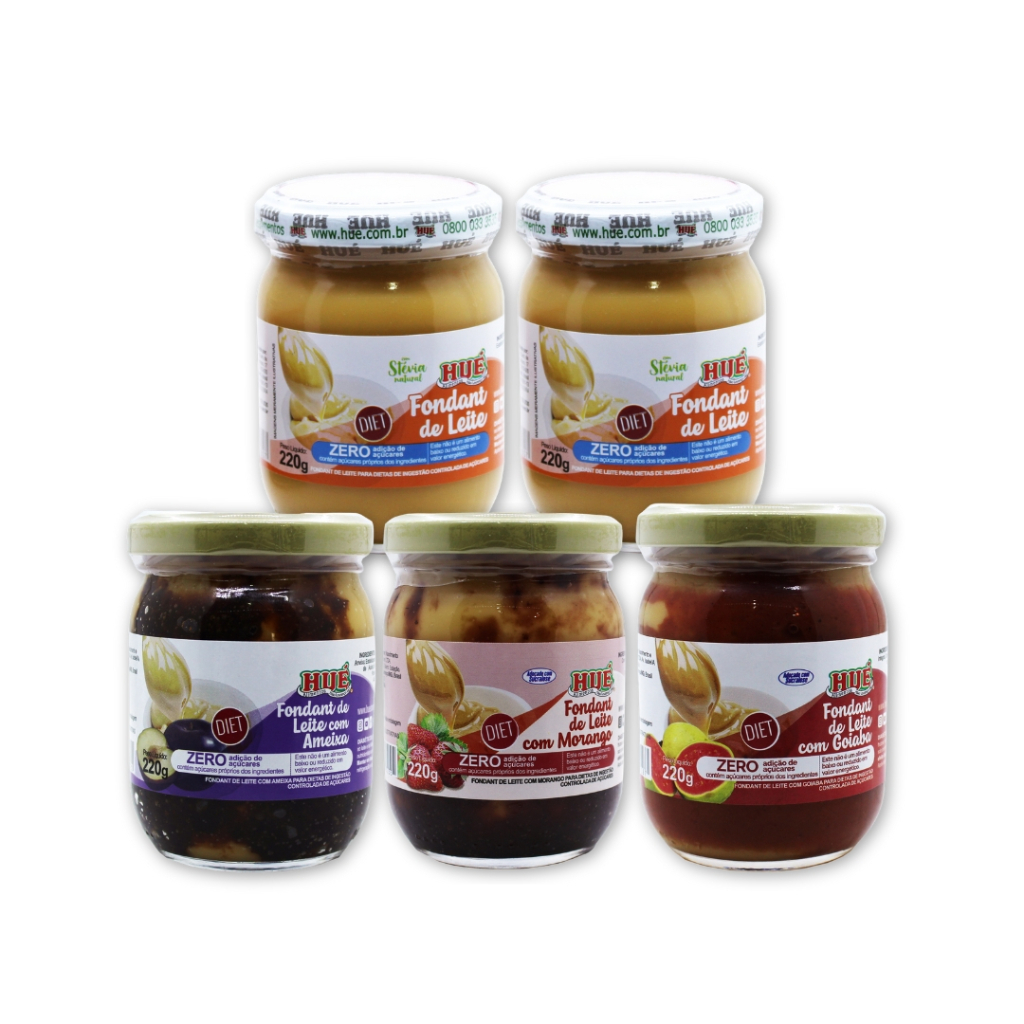 Kit Diet Hué Doce De Leite Sabores E Fondant De Leite Sem Glúten com 5 Und