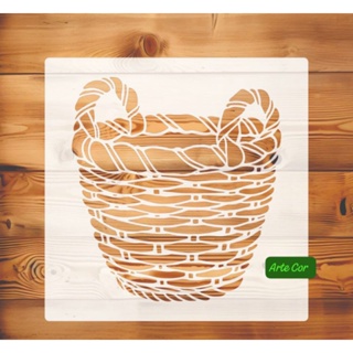 Estencil Cesta / Molde vazado ref 122 com 20 x 20 cm em Oferta na Shopee