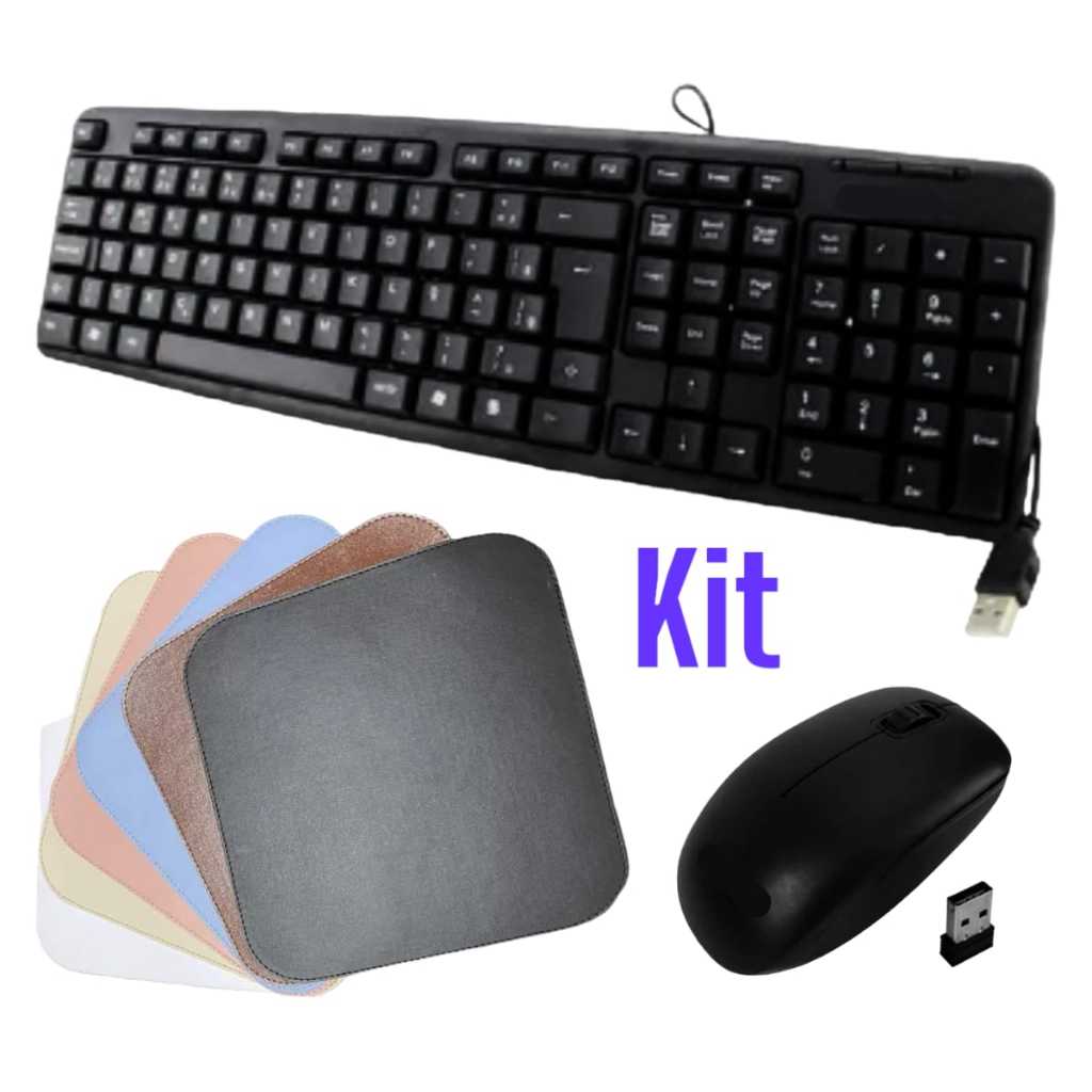 Kit teclado mouse sem fio mouse pad couro ecológico Combo teclado mouse e mouse pad ergonômico Mousepad Kit teclado e mouse sem fio mause pad Teclado e mause sem fio