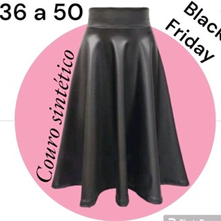Saia de couro, saia gode,Saia Plus Size couro PP ao G3