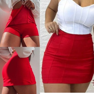 SHORT, SAIA FRENTE E COSTA COM ZIPER LATERAL ASPE102
