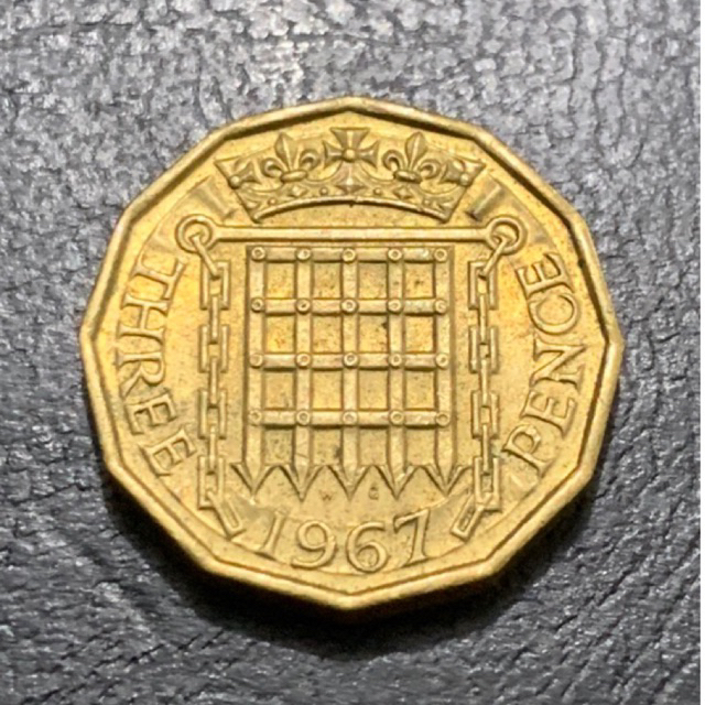 Moeda 3 pence do Reino Unido rainha Elizabeth