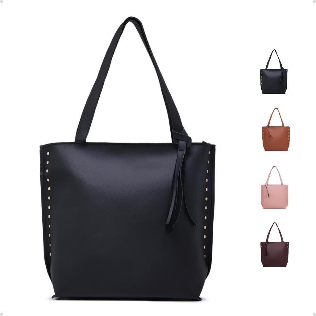 Bolsa Preta Sacola Feminina Grande Couro Ombro Moda Linda Barata Bag Promoção Barata Lançamento