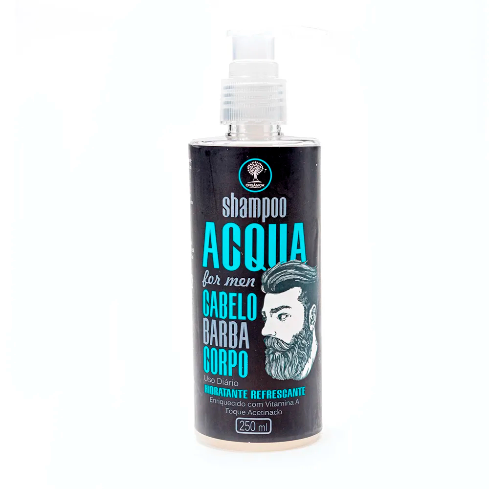 SHAMPOO MASCULINO 3 EM 1 ACQUA FOR MEN 250 ML. Marca Orgânica.