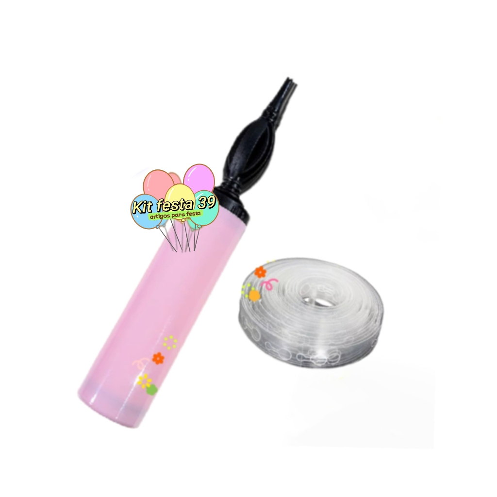 Kit Bomba Inflador Para Balão + Fita Arco Desconstruído Balões