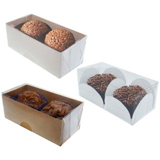 30 Caixas Kraft 8x4x3 P/2 Brigadeiros Doces Gourmet Docinhos Branco, Kraft ou Transparente em Oferta na Shopee