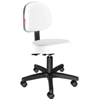 Cadeira Mocho C/ Encosto Giratório Estética Massagista e Tatuador, Branco direto da Fábrica em Oferta na Shopee