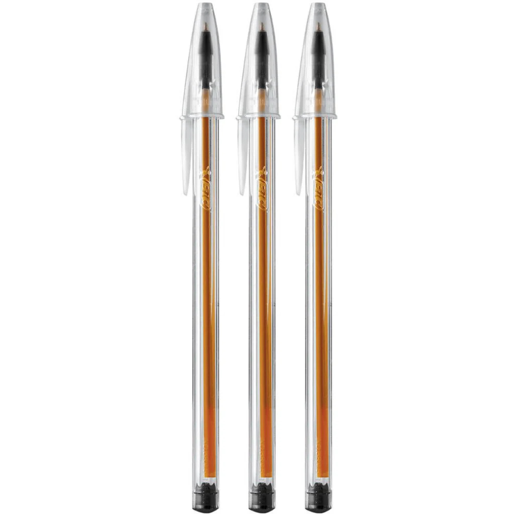 Caneta Bic - Kit com 3 Caneta Esferográfica Bic Fine Plus Cristal 0.8mm - Vermelho, Azul e Preto