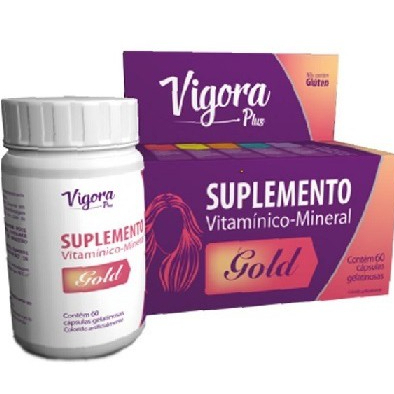 Vigora Plus Gold Suplemento Vitamínico-Mineral C/60 Cáps. (Com Biotina)