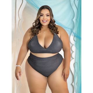 Biquini plus size estampado Calcinha plus size cintura alta alça reforçada Moda feminina