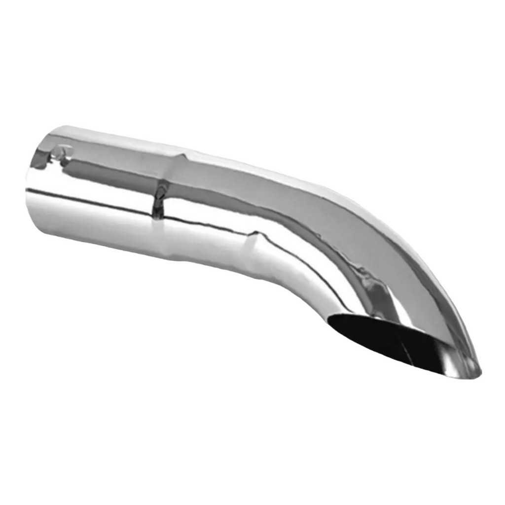 Ponteira Escapamento Caminhão Camionete Metal Cromada 3" x 35cm Polegada - Curva Chanfrada em Oferta na Shopee