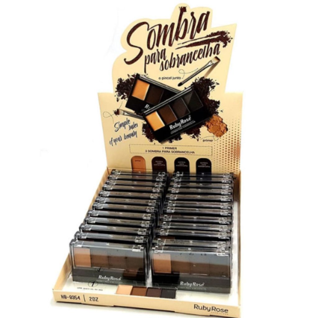 Sombra para Sobrancelha Caixa c/ 24 Unidade com provador  Ruby Rose HB-9354