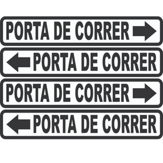 Kit com 4 Adesivos Porta de correr Sinalização para porta impresso em fundo branco em Oferta na Shopee