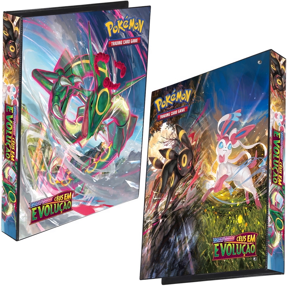 Pasta Fichário Álbum Pokémon Espada E Escudo Céus Em Evolução Rayquaza Umbreon Sylveon Capa Dura