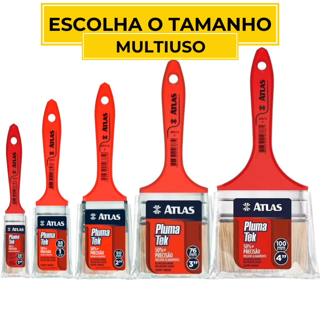 Pincel Trincha Multiuso Tinta Verniz Esmalte Parede Atlas At315 Pluma Tek Multiuso Polegadas Escolha o tamanho em Oferta na Shopee