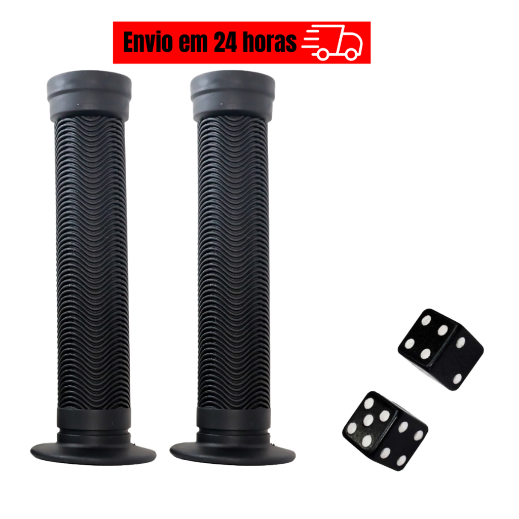 Manopla Punho Giosbr de Bike Bicicleta Bmx Freeride DH 150mm Preta Tampa Pito Dadinho Preto Bicicleta