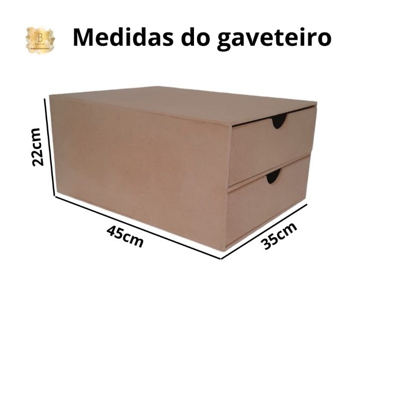 Organizador De Folhas A3 Gaveteiro 2 Gavetas Folhas Documentos Acessórios MDF 6mm Folhas Na Vertical