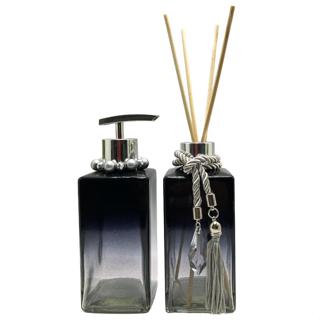 Kit Lavabo Square Black Aromatizador e Sabonete Líquido ou Álcool Gel