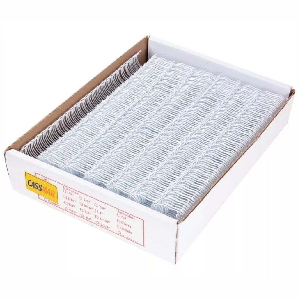 Wire-o para Encadernação 2x1 A4 Branco 1 para 200 fls 50un em Oferta na Shopee