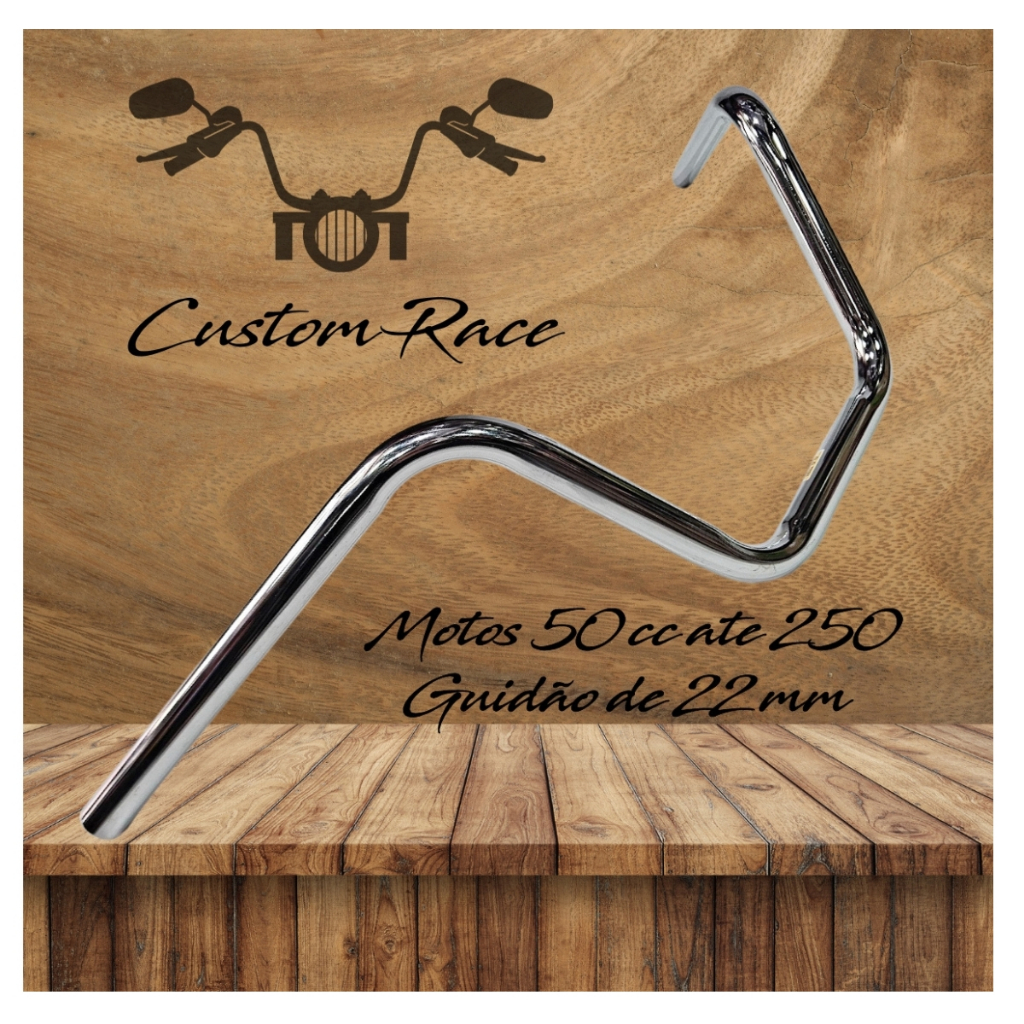 Guidão Custon Cromado Alto Chopper Road 150 Mirage 150 Kansas 150 Intruder 125