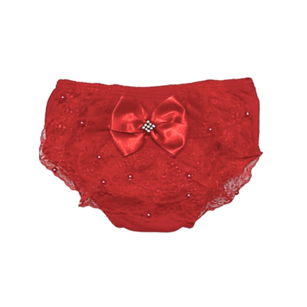 Calcinha Bebê Com Babado Renda e Laço Cetim Luxo