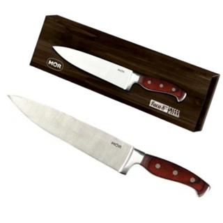 Faca 8'' Em Aco Inoxidavel Com Cabo De Madeira Para Churrasco Mor em Oferta na Shopee